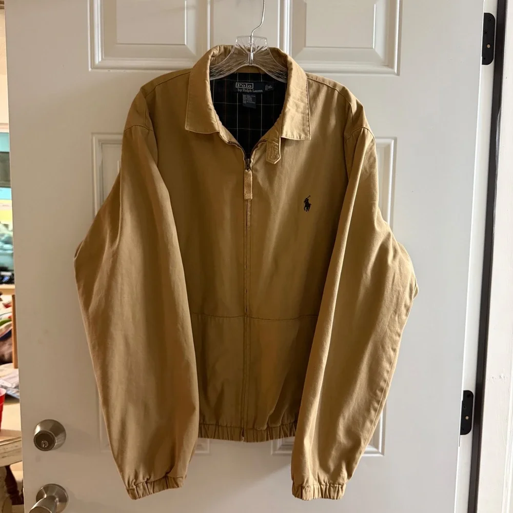 Vintage Polo Ralph Lauren Harrington Jacket, XL, Tan/Plaid